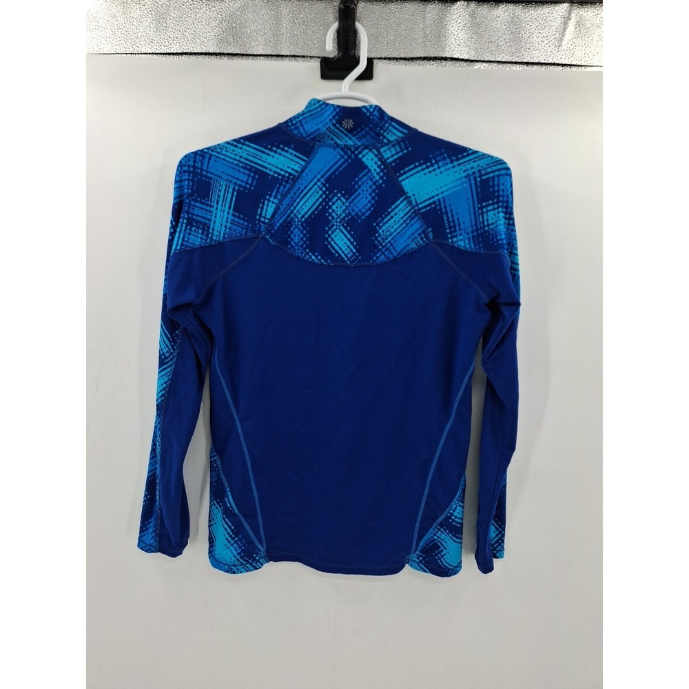 Athleta Blue Print 1/2 Zip Pullover‎ Sweatshirt Womens Large Digital Geometric - Picture 3 of 8
